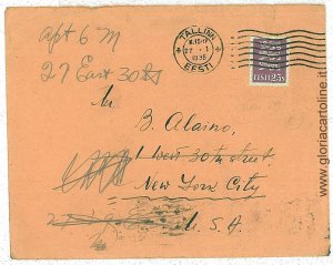 08531 - ESTONIA - POSTAL HISTORY - Cover to the USA 1935 - Forwarded -