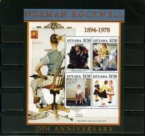 GUYANA 2004 PAINTINGS BY NORMAN ROCKWELL SHEET OF 4 STAMPS MNH