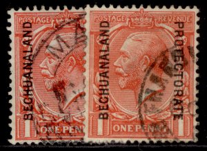 BECHUANALAND PROTECTORATE GV SG74 + 74a, 1d SHADE VARIETIES, FINE USED. 