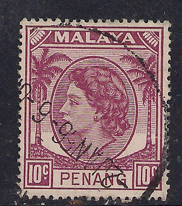 Malaya Penang 1949 - 52 10ct Purple Used SG 11. (E880 )