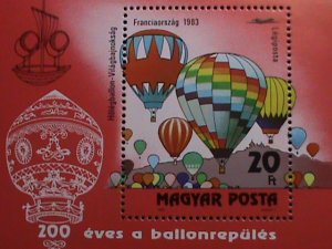 HUNGARY-1983 200TH ANNIVERSARY-HOT BALLONS MNH S/S SHEET.-VERY FINE