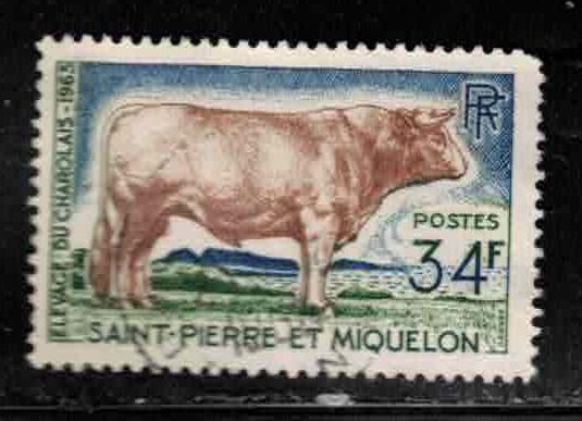 ST PIERRE & MIQUELON Scott # 373 Used - Cattle, Charolais Bull