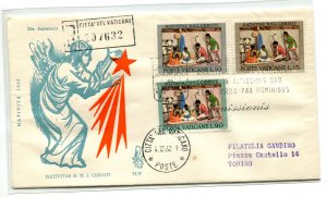 Vatican FDC Venetia 1962 Christmas Travelled Racc. for Italy