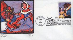 Set of 4 Dave Curtis Reductive Cut FDCs for the 2006 Disney Romance Issue