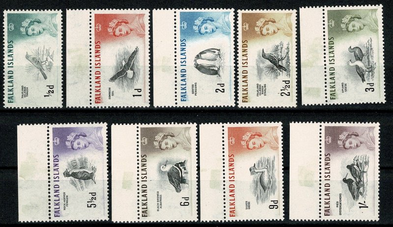 FALKLAND Is.1960-66 QE II PART SET 1/2d - 1/- MINT SG193-202 Wmk.w12 P13.5 VGC