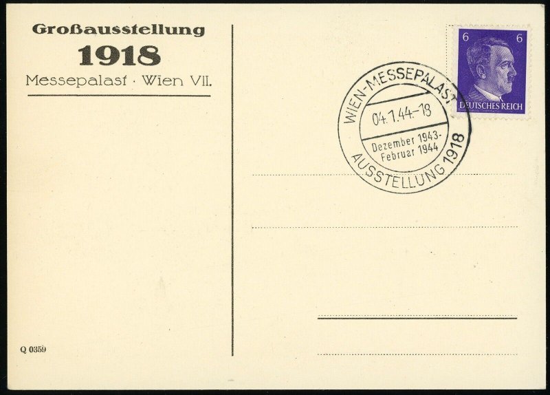 Austria German Occupation Vienna 1944 Horrors of WWI 1918 Exhibition Postal Card 