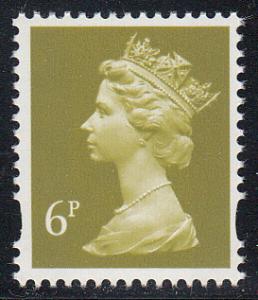 GB Machin SG U147A, Scott - - - -, 6p yellow olive, MNH