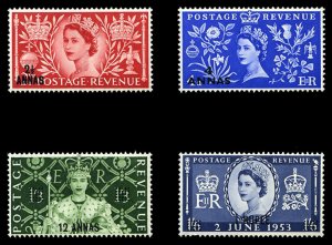 Muscat & Oman #52-55 Cat$16.25, 1953 Coronation, set of four, never hinged