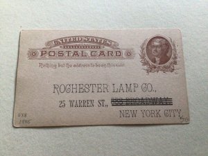 United States New York Rochester Lamp company 1885  postal card Ref 66793