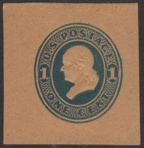 SC#U115 1¢ Franklin Cut Square (1874) Unused