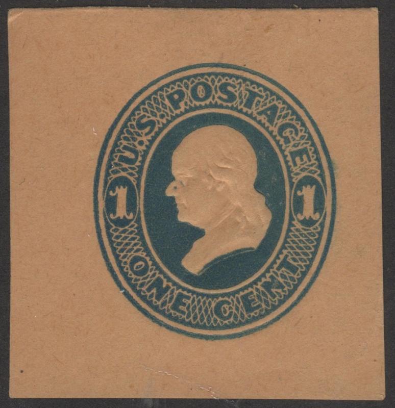 SC#U115 1¢ Franklin Cut Square (1874) Unused