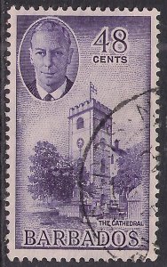 Barbados 1950 KGV1 48cts Deep Violet used SG 279 ( H321 )