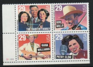 ALLYS STAMPS US Plate Block Scott #2771-4 29c Country Music [4] MNH F/VF [STK]