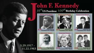 Union Island 2017 - JFK 100th Birthday - Sheet of 6 Stamps - MNH