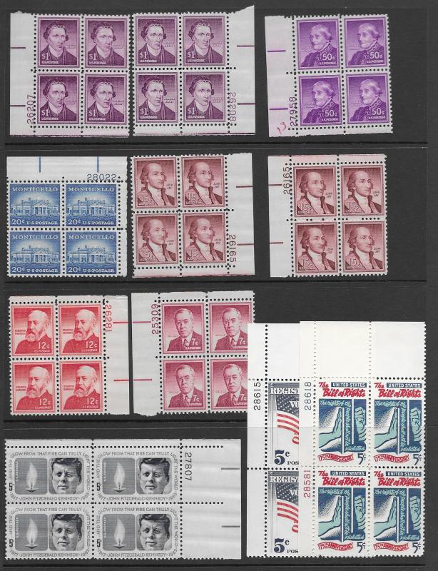 US 1052 MNH PB x 2 and others, all vf. Face $14.80
