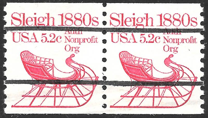 Scott 1900a   5.2¢ Sleigh 1880s MNH Precancel Coil  Pair