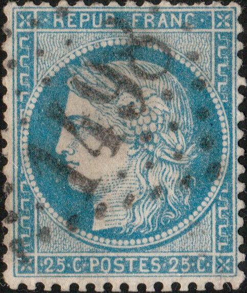 FRANCE - Yv.60A 25c bleu (type I) - obl. GC1498 (La Ferté-St-Aubin) - 