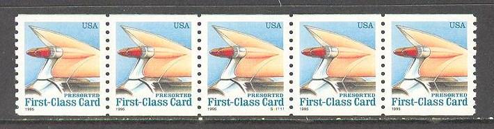 US Sc# 2909 MNH FVF 5Strip Pl# S11111 Auto Tail Fin