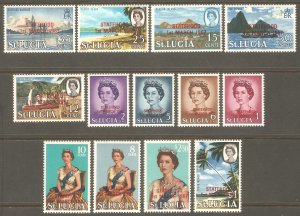 SAINT LUCIA Sc# 215 - 225 MNH FVF Set of 13 Statehood Queen Elizabeth