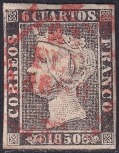 Spain 1850 Sc 1b used date (baeza) cancel type I position 22