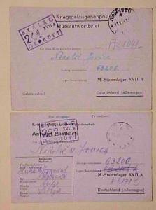  SERBIA  POW 1942 COVER 1943 CARD BOTH TO STAMMLAGER XVII A 