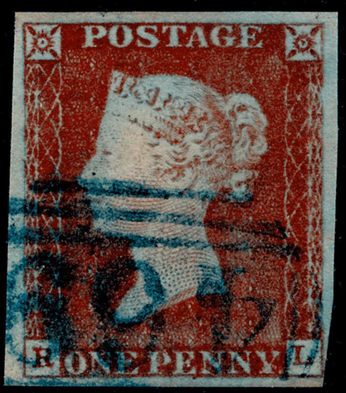 SG10, 1d deep red-brown, FINE USED. Cat £250. BLUE POSTMARK. RL