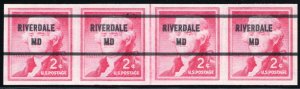 1055c, MNH XF 2¢ Imperforate Line Strip - Riverdale MD Precancel - Stuart Katz