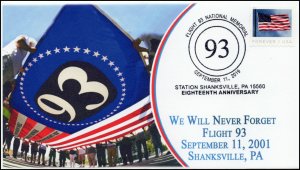 19-229, 2019, Flight 93, Pictorial Postmark, Event Cover, 9-11, Shanksville PA