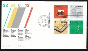 CANADA - #585a (PLATE BLOCK) - 1972 EARTH SCIENCES FIRST DAY COVER FDC