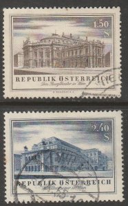Austria 606-607, RE-OPENING OF THE THEATER AND OPERA HOUSE. USED. F-VF. (1179)