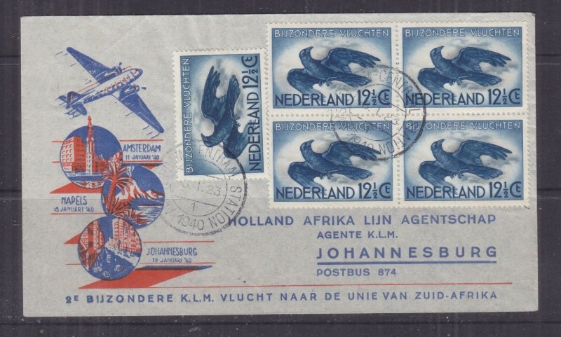 NETHERLANDS, 1940 KLM 2nd.Flight cover to Johannesburg, South Africa