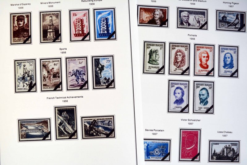 COLOR PRINTED FRANCE 1941-1965 STAMP ALBUM PAGES (55 illustrated pages)