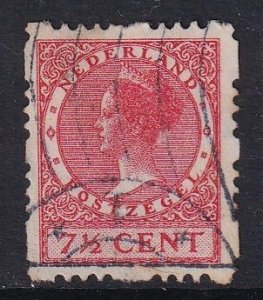 Netherlands #175a  used  1928  Wilhelmina  syncopated 4 sides 7 1/2c red