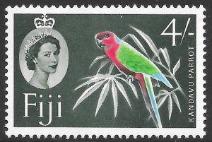 Fiji Scott 173 MNH 4/- Kandavu Parrot issue of 1959, QEII, Bird