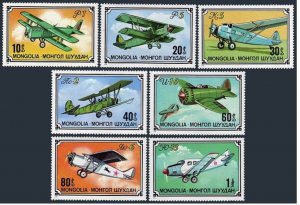 Mongolia 937-943, MNH. Michel 1033-1039. Various Mongolian planes, 1976.