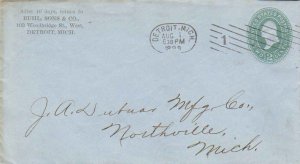 United States Michigan Detroit, Mich. 1898 Barry Machine Type K2(1)  Postal S...