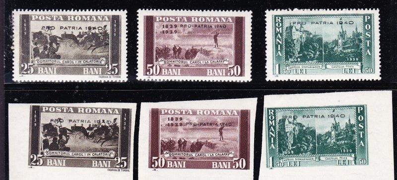 Romania 1940 King Carol Pro-Patria overprints VF/Mint perf & imperf Mi. 639-649