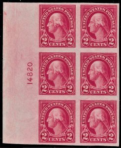 US 1925 Sc. #577 Plate Block VF NH light natural gum bends Cat. Val. $45.00.