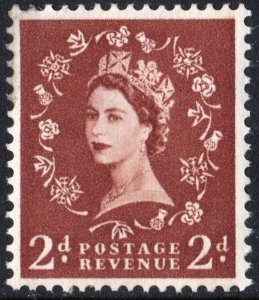 Great Britain #356c 2d Queen Elizabeth II: Graphite Line Single (1958) MNH