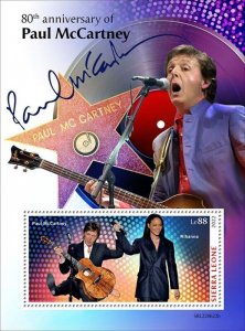 Sierra Leone - 2022 Beatle Paul McCartney - Stamp Souvenir Sheet - SRL220622b