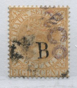 Straits Settlements 1882 QV 8 cents overprinted Bangkok B used