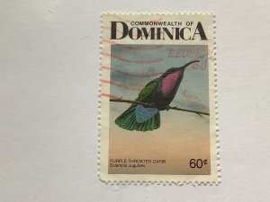Dominica 1987  Scott 998  used - 60c, purple throated Carib, bird
