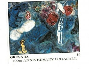 Grenada - 1986 - Chagall Painting - Souvenir Stamp Sheet - Scott#1487 - MNH