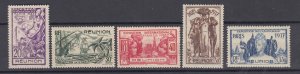 J39602, JL stamps,1937 reunion set mh #167//172 no 171 paris expo