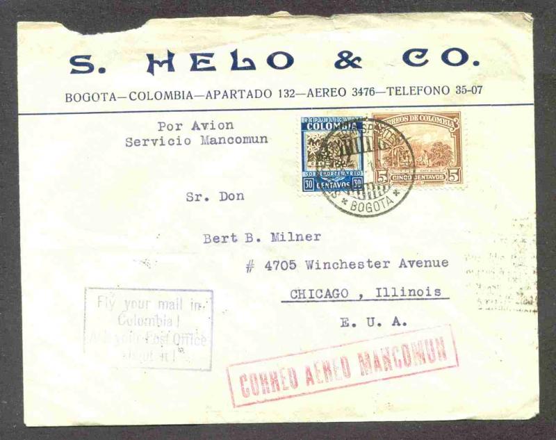 COLOMBIA COMMERCIAL COVER MANY MARKS TO USA AAC5165