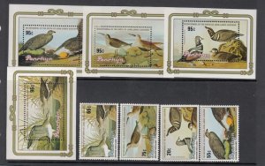 Penrhyn Sc 311-8 NH set+4 Souvenir Sheet of 1985 - Birds