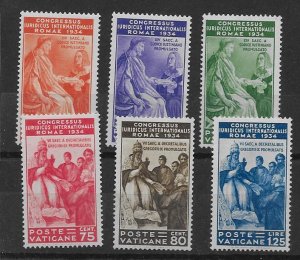 VATICAN CITY 1935 Int. Juridical Congress set of 6 - 11281