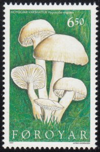 Faroe Islands 1997 MNH Sc #317 6.50k Hygrocybe virginea Mushrooms