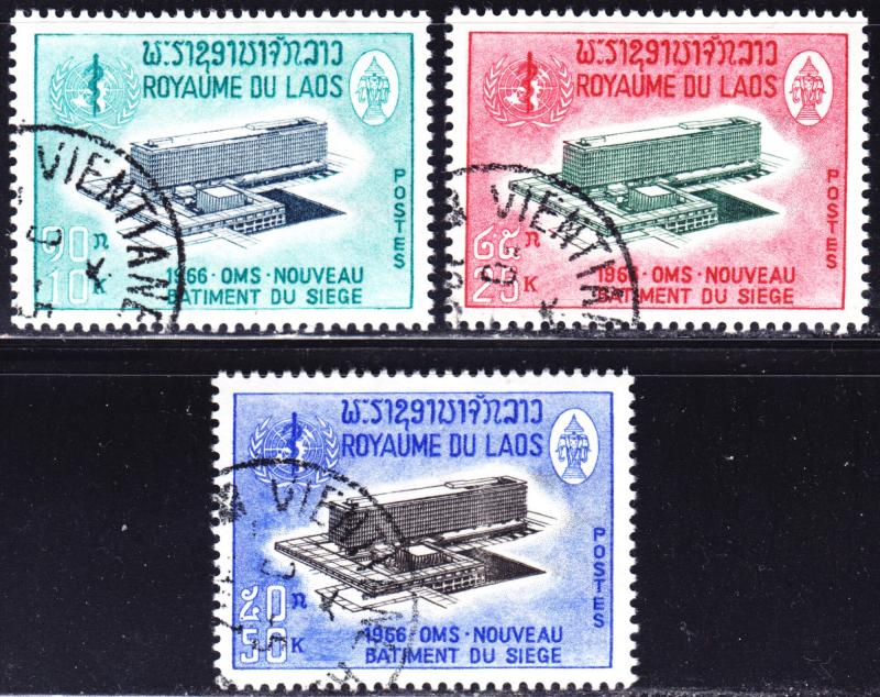 Laos Scott 126-128  Complete set  F to VF CTO.