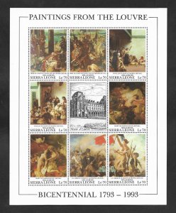 SE)1993 SIERRA LEONE, ART, BICENTENNIAL OF THE LOUVRE PAINTINGS, JEWISH WEDDIN